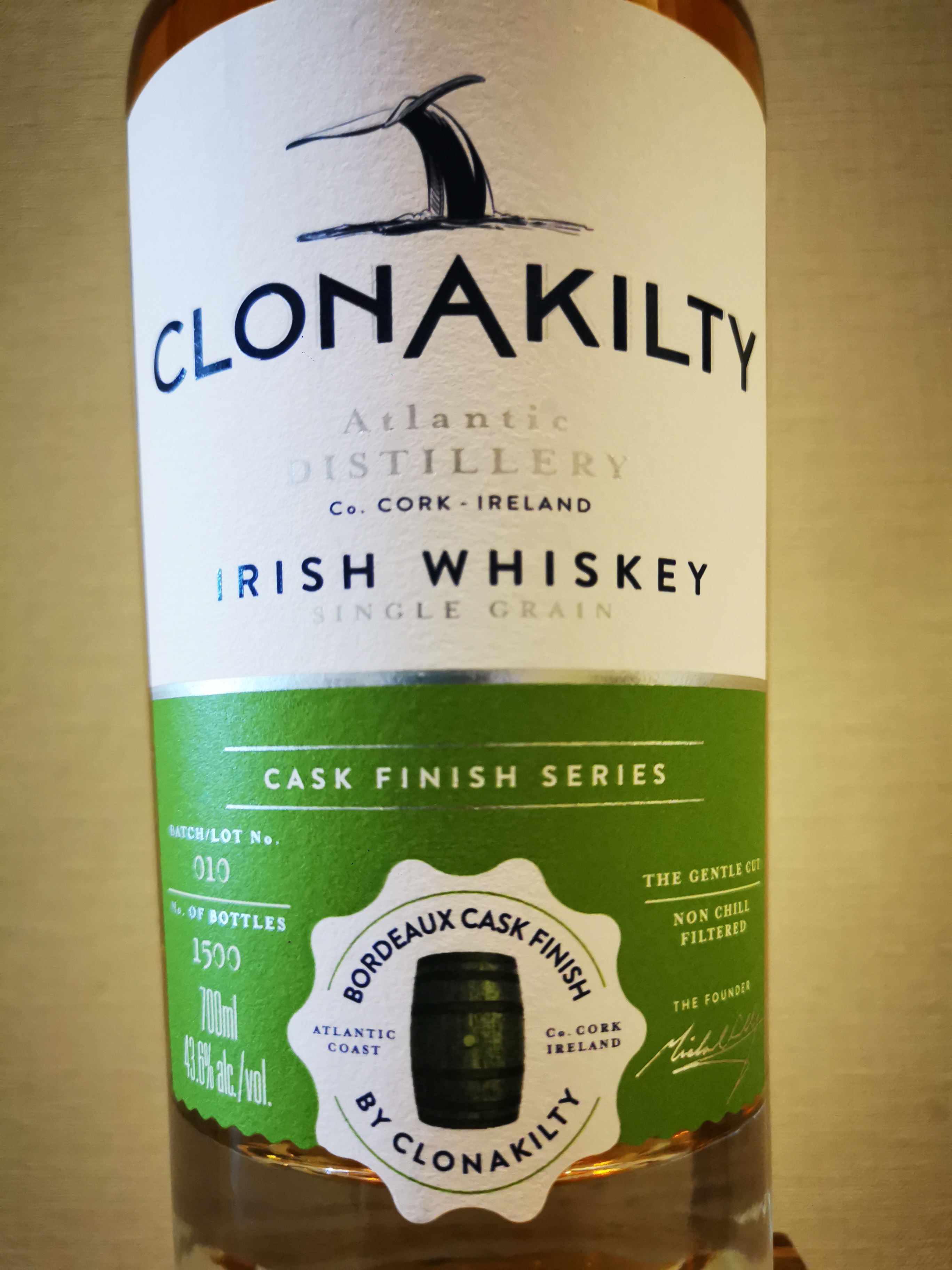 無料試飲】クロナキルティ シングルグレーン ボルドーカスクフィニッシュ 43.6% Irish Whiskey Enthusiasts